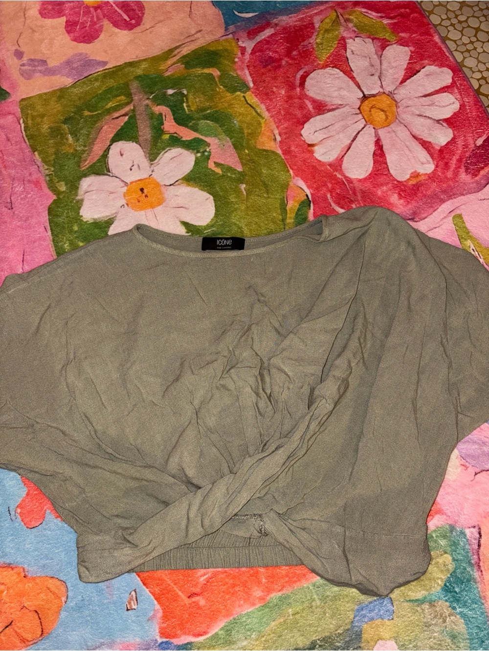 ICONe Olive Twist-Front Crop Top